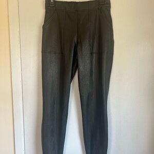 SPANX Black Faux Leather Joggers Size Medium